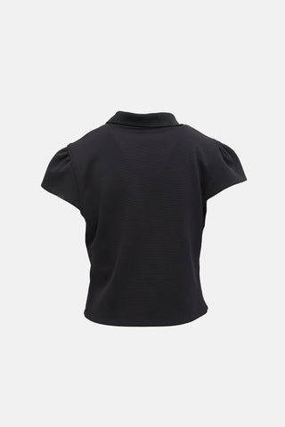 Tibi Cap Sleeve Polo Top