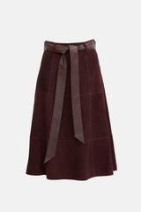 Alice + Olivia Suede Belted Midi Skirt