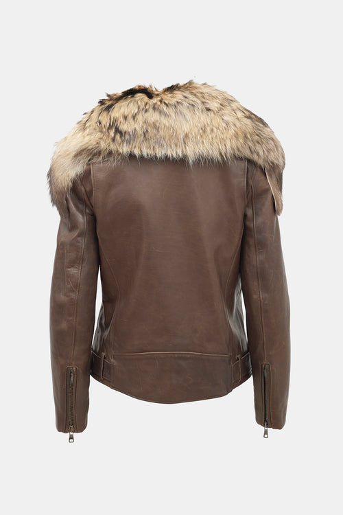Balmain FW 2011 Leather Fur Collar Jacket