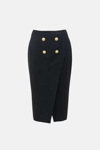 Balmain Twill Double Breasted Skirt