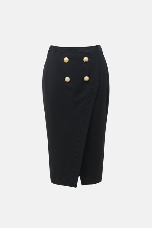 Balmain Twill Double Breasted Skirt