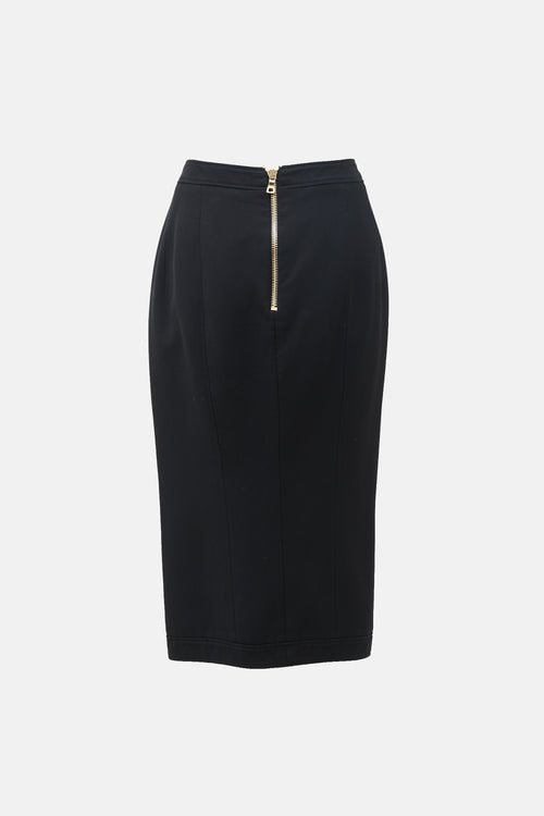Balmain Twill Double Breasted Skirt