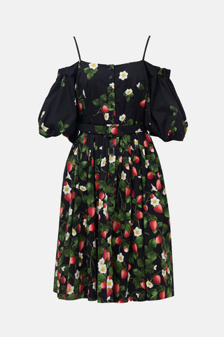 Oscar de la Renta Printed Off Shoulder Dress