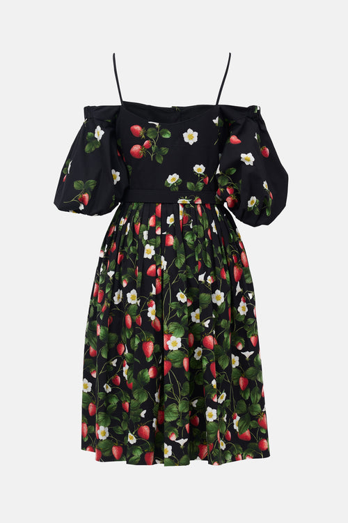 Oscar de la Renta Printed Off Shoulder Dress