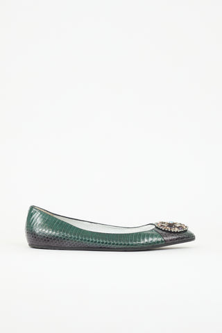 Oscar de la Renta Exotic Crystal Embellished Flat