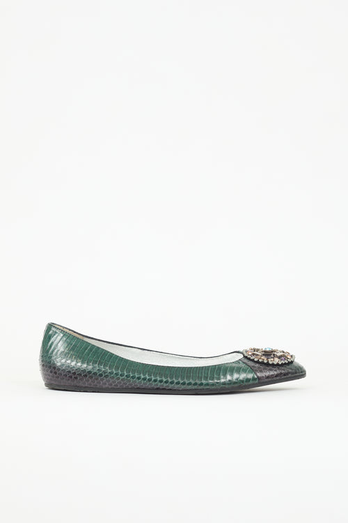 Oscar de la Renta Exotic Crystal Embellished Flat