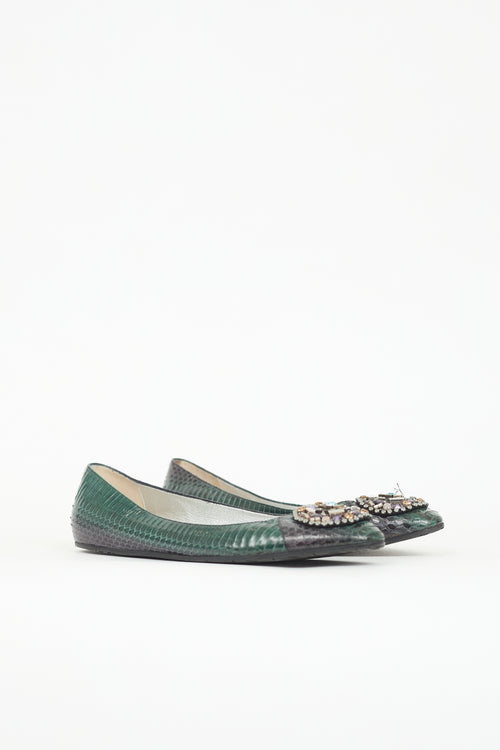 Oscar de la Renta Exotic Crystal Embellished Flat