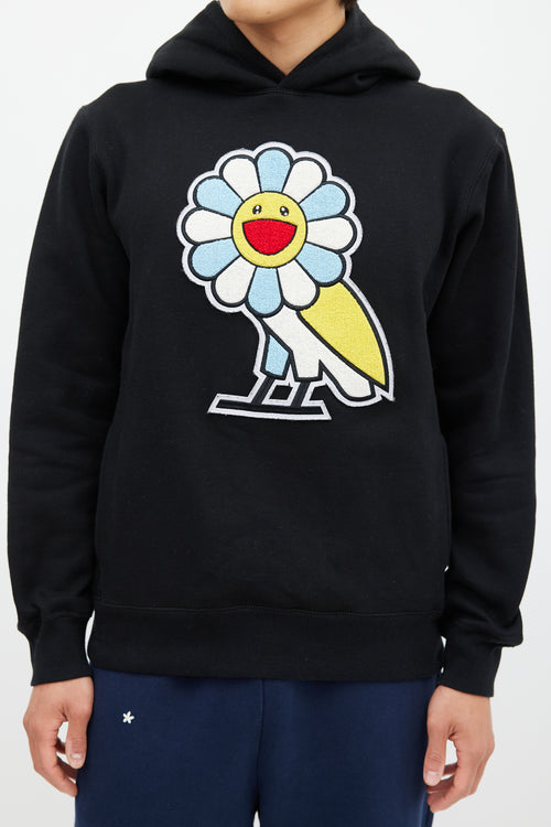OVO X Takashi Murakami Black & Multicolour Embroidered Hoodie