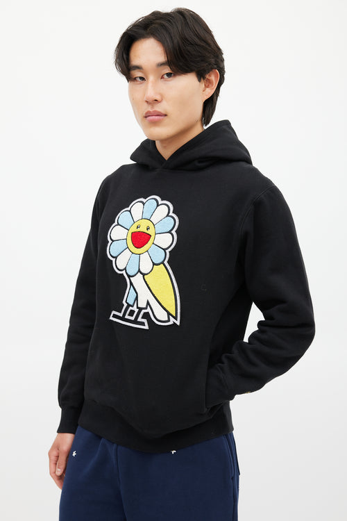 OVO X Takashi Murakami Black & Multicolour Embroidered Hoodie