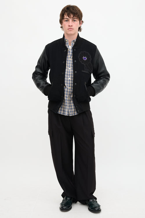 OVO X Murakami Wool & Leather Bomber Jacket