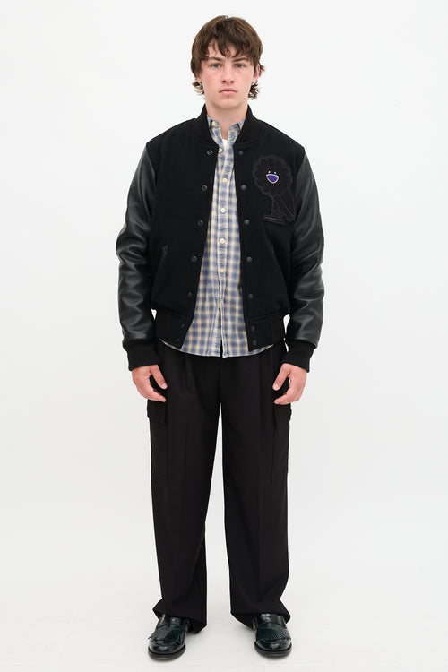 OVO X Murakami Wool & Leather Bomber Jacket