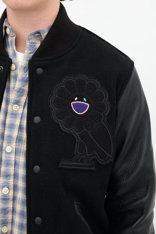 OVO X Murakami Wool & Leather Bomber Jacket