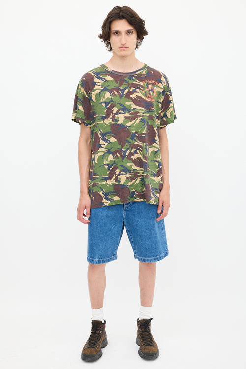 Off-White 2013 Green & Multicolour Graphic Camouflage T-Shirt