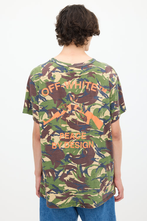 Off-White 2013 Green & Multicolour Graphic Camouflage T-Shirt