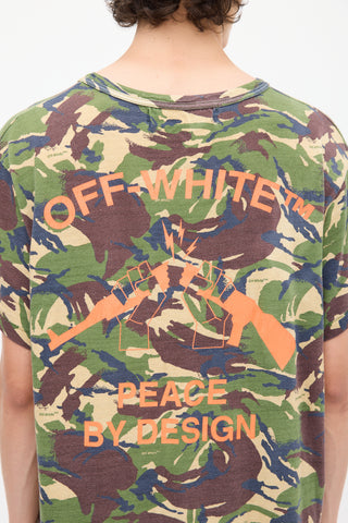 Off-White 2013 Green & Multicolour Graphic Camouflage T-Shirt