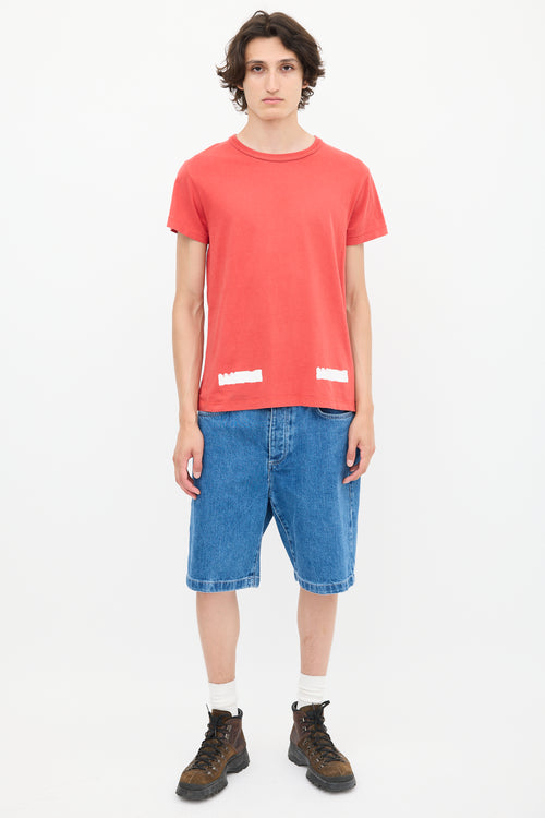 Off-White 2013 Red & White Painted Graphic T-Shirt