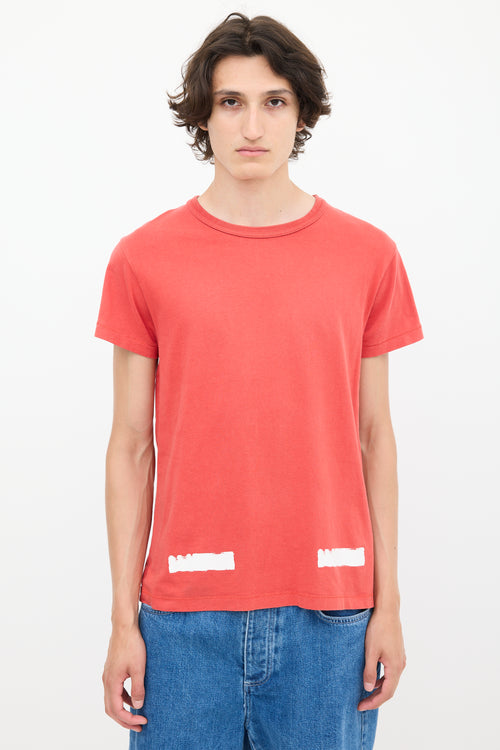 Off-White 2013 Red & White Painted Graphic T-Shirt