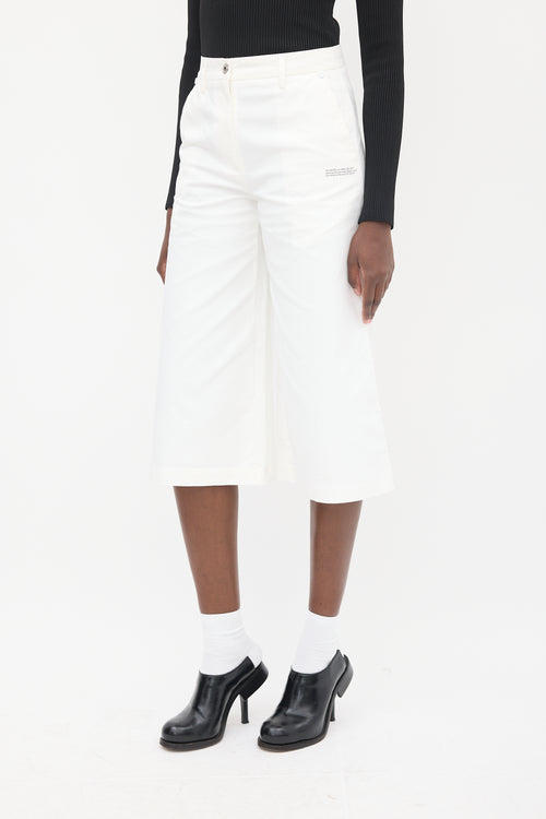 Off-White 2013 White Logo Wide Leg Culotte