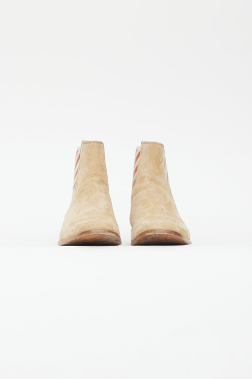 Off-White Beige Suede Logo Chelsea Boot