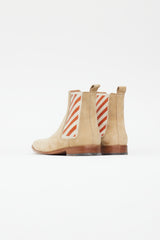 Off-White Beige Suede Logo Chelsea Boot