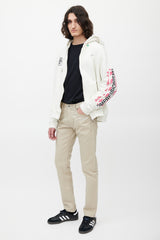 Off-White Beige & White Slim Logo Jeans