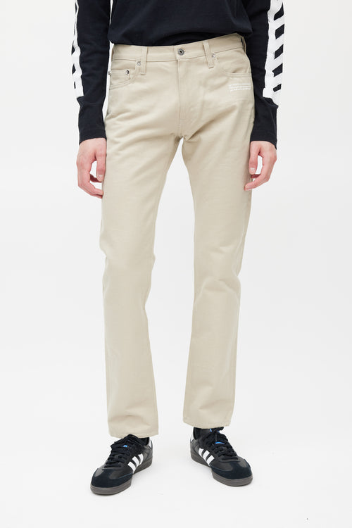 Off-White Beige & White Slim Logo Jeans