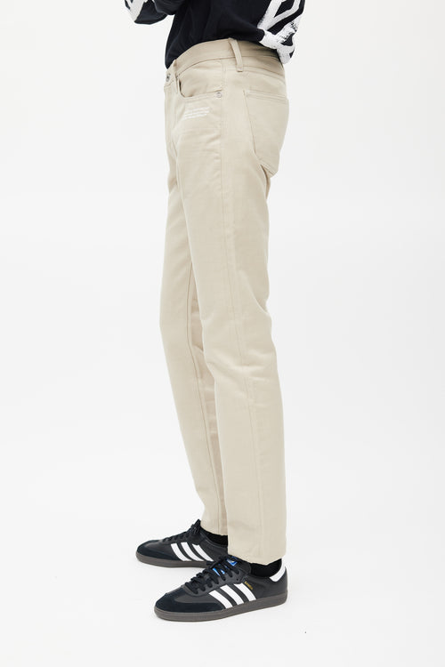 Off-White Beige & White Slim Logo Jeans