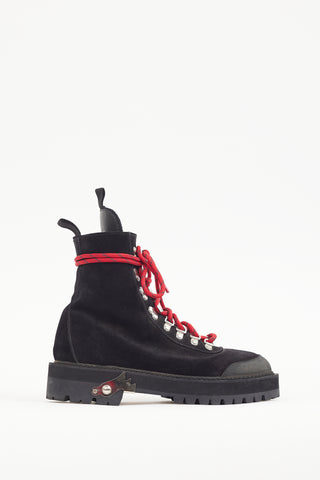 Off-White Black & Silver Leather Hiking Boot