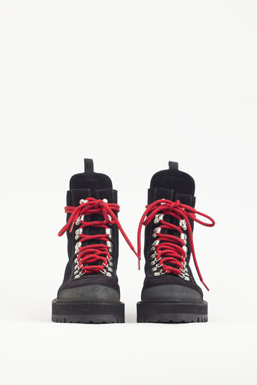 Off-White Black & Silver Leather Hiking Boot