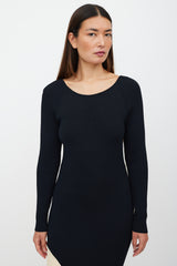 Off-White Black & Cream Ribbed Cut Out Dress