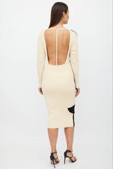 Off-White Black & Cream Ribbed Cut Out Dress