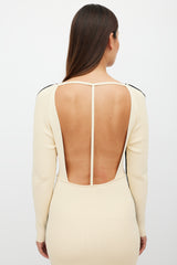 Off-White Black & Cream Ribbed Cut Out Dress