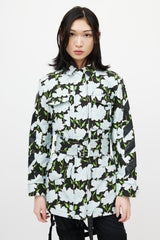 Off-White Black & Multicolour Floral Belted Lawn Jacket