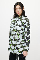 Off-White Black & Multicolour Floral Belted Lawn Jacket