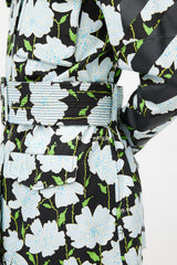 Off-White Black & Multicolour Floral Belted Lawn Jacket