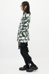 Off-White Black & Multicolour Floral Belted Lawn Jacket