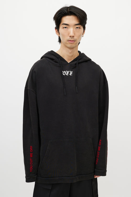 Off-White Black & Multicolour You Cut Me Off Distressed Hoodie