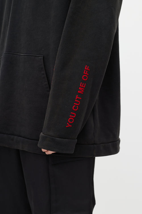 Off-White Black & Multicolour You Cut Me Off Distressed Hoodie
