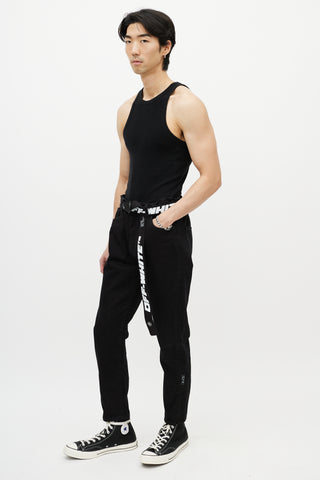 Off-White Black & White Belted Slim Jeans