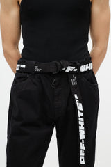 Off-White Black & White Belted Slim Jeans