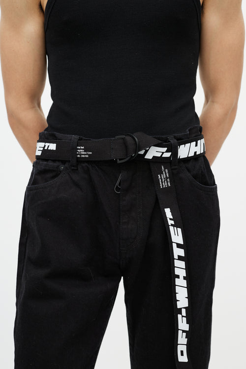 Off-White Black & White Belted Slim Jeans