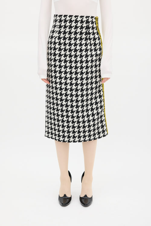 Off-White Black & White Houndstooth Logo Skirt