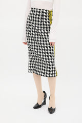Off-White Black & White Houndstooth Logo Skirt