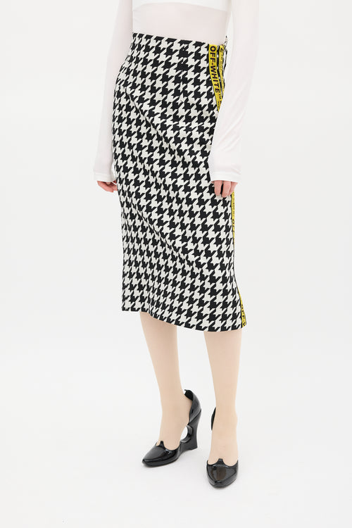 Off-White Black & White Houndstooth Logo Skirt