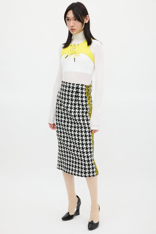 Off-White Black & White Houndstooth Logo Skirt