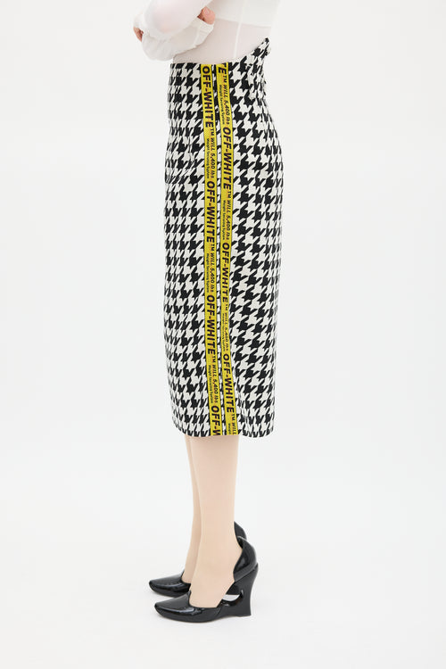 Off-White Black & White Houndstooth Logo Skirt