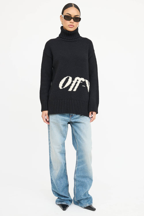 Off-White Wool Logo Turtleneck Sweater