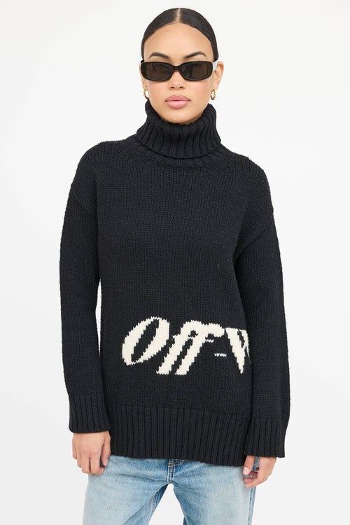 Off-White Wool Logo Turtleneck Sweater