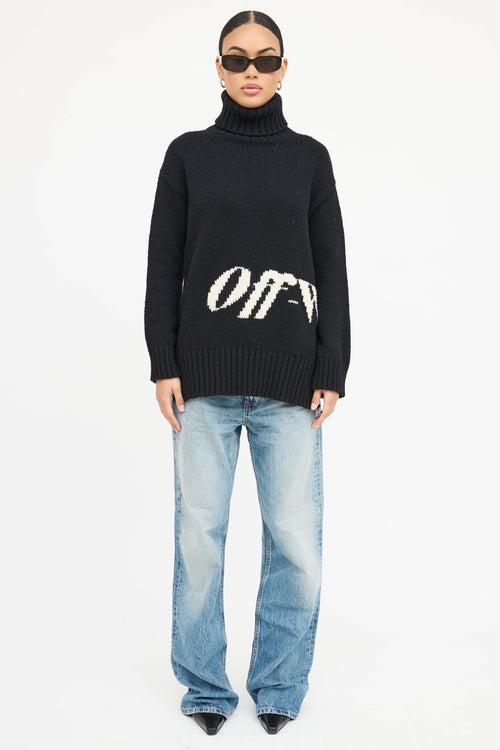 Off-White Wool Logo Turtleneck Sweater