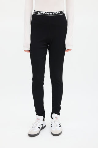 Off-White Black & White Ribbed Logo Legging